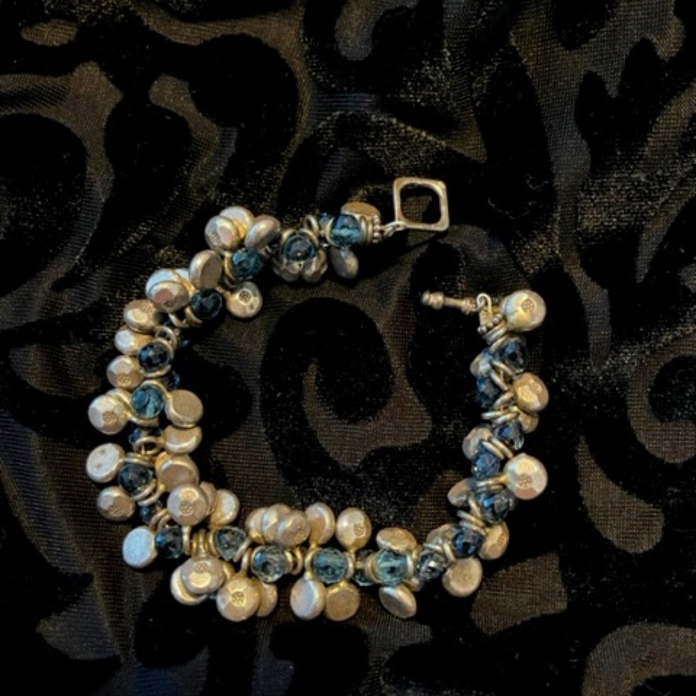 Faceted Aquamarine and Silver Beads Bracelet